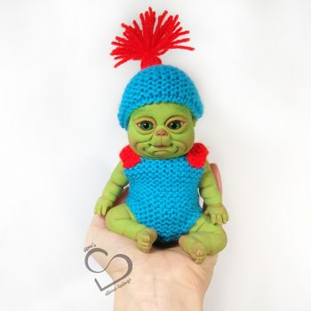 Handmade knitted 2 piece set for baby 6" by Knitted Darlings #superhero